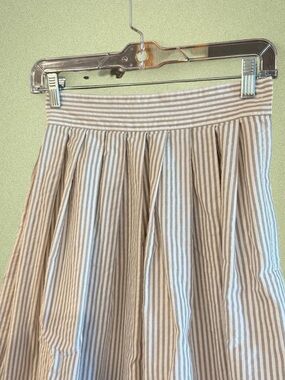 At Ease Sport white and beige vertical striped midi skirt